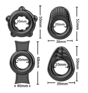 PLEASE ME - Delay Cock Rings (Full Set 4 Pieces - Set B)